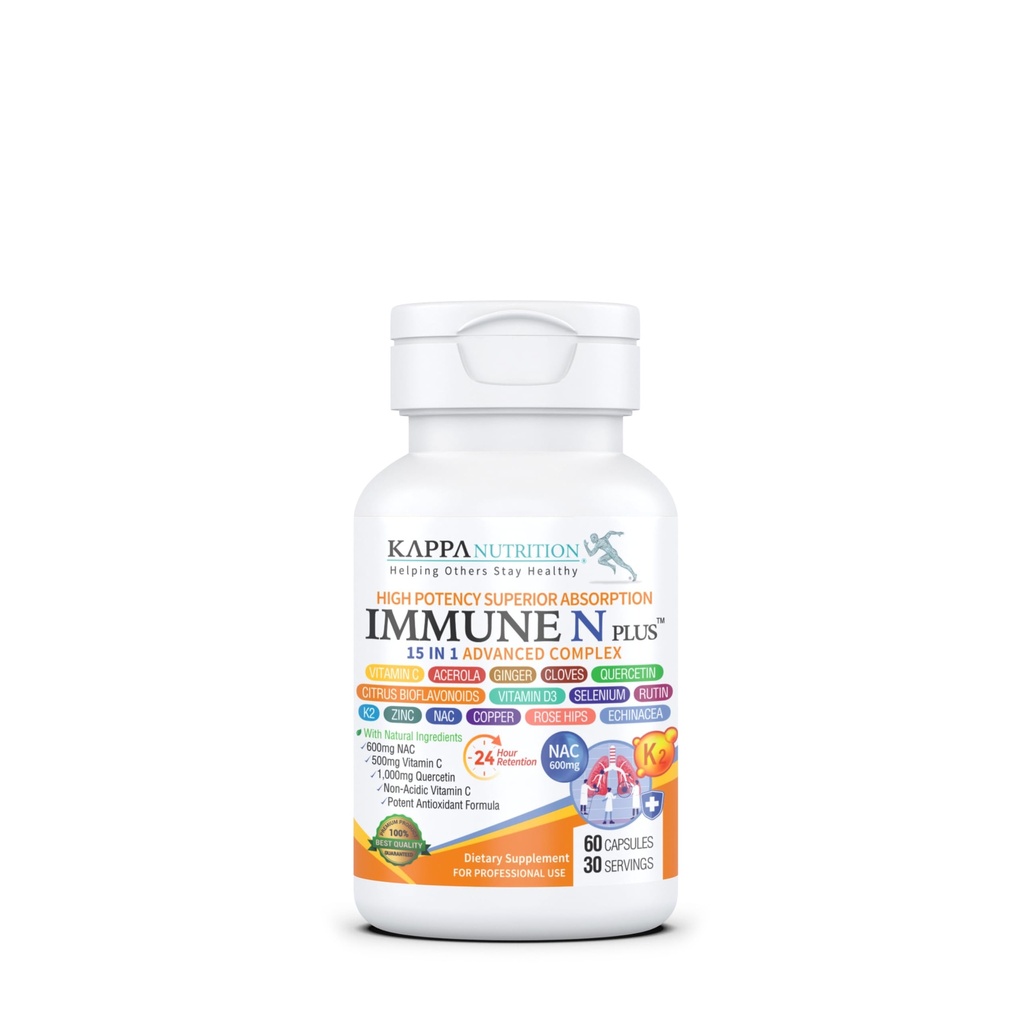 (60 kapsul), NAC 600mg, Quercetin 1.000mg, Vitamin C 500mg, Cink 50mg, Vitamin D3 5000iu, Selen, Baker, Acerola, Ginger, Rutin, Citrus Bioflavonoidi, Rose Hips, Echinacea, Imune N Plus 15 v 1