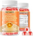 Astaksantin Dodatki 6mg + Liposomski Vitamin C 1000mg - Dual Layer - Niacin B6,B12,Folat,Biotin - Antioksidanti - želatina brez, brez sladkorja,60Cts