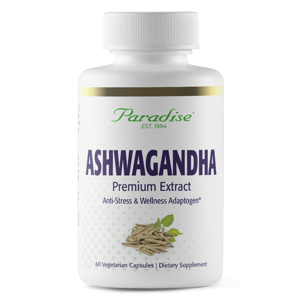 Paradise Zelišča Organic Ashwagandha, Ayurvedic Adaptogen, Vegan, Non GSO, Gluten brezplačno, 60 Vegetarijanske kapsule
