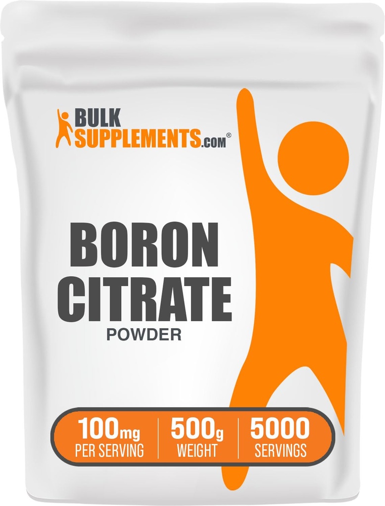 BulkSupplements.com Boron Citrat v prahu - Boron dodatek za moške in ženske, stopnja hrane - za kosti in sklepi podpora, 100mg na serviranje, 500g (1,1 lbs) (Pack of 1)