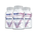 Raziskave Preverjeni Resveratrol - 98% Trans-Resveratrol 1000 mg, Podpora za preprečevanje staranja - 60 kapsul na steklenico - 3 steklenice