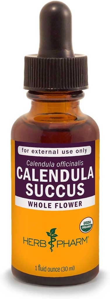 Herb Pharm Certified Organic Calendula Succus Tekoči topični ekstrakt za podporo manjše bolečine - 1 Ounce