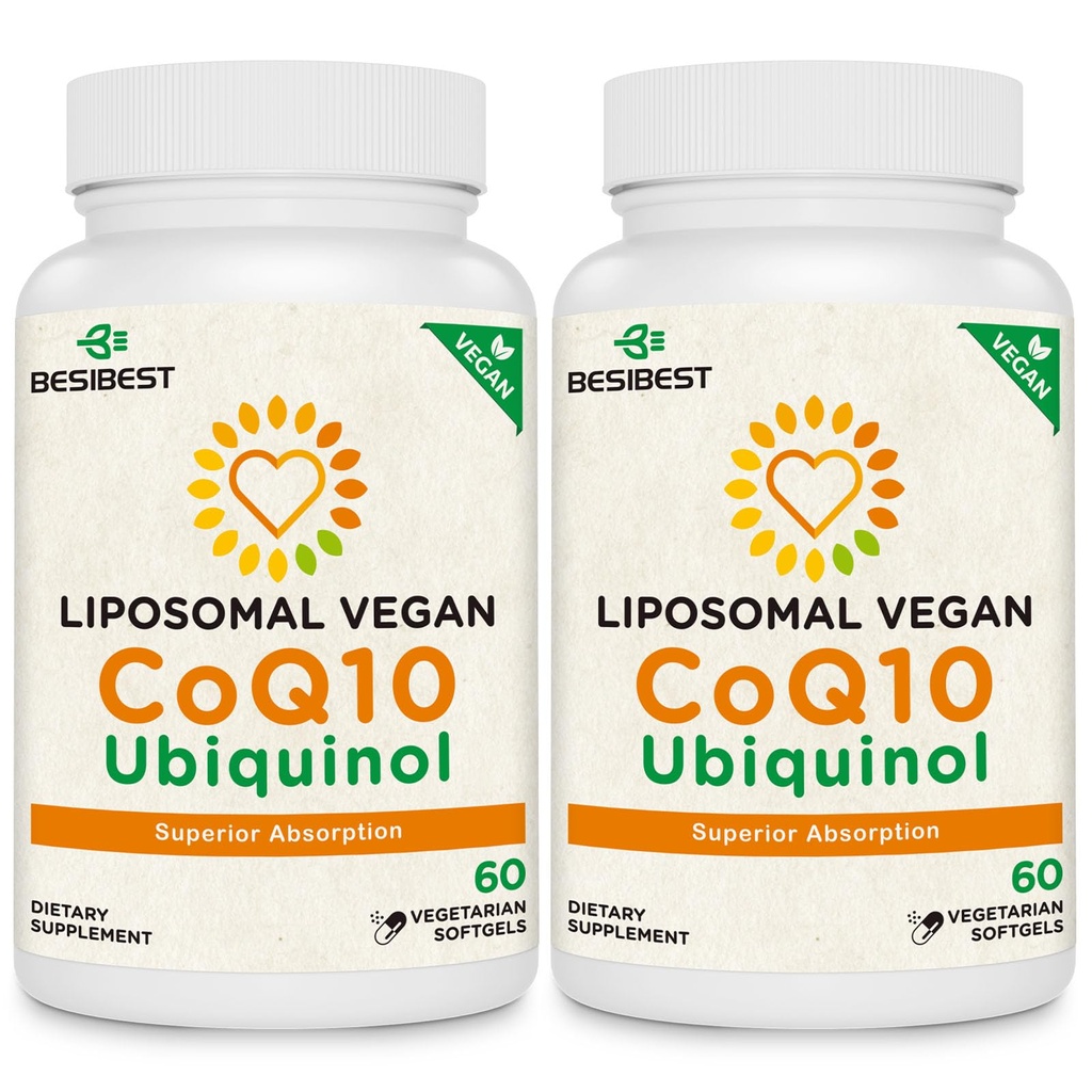 Bezibest 1000mg liposomski CoQ10 Ubikinol, 120 Veganski softgels, visoka absorpcija Ubikinol CoQ10 dodatek, Aktivni antioksidant oblika koencima Q10 za delovanje srca in proizvodnjo energije