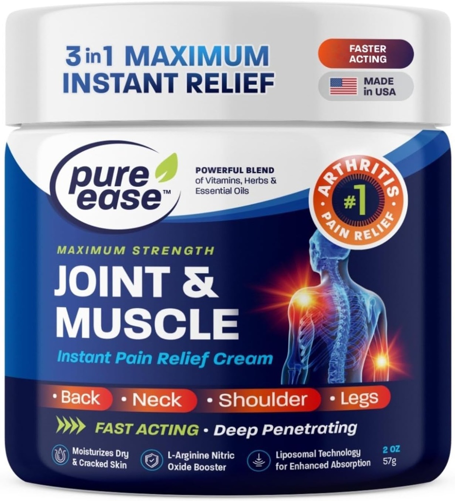Artritis Pain Relief Cream za hrbet 3 v 1 Maksimalna Instant Relief 2 OZ - hitro delujoče mišice bolečine Cream Dodatna moč Joint & koleno - Močna formula za vratu ramena in spodnji hrbet