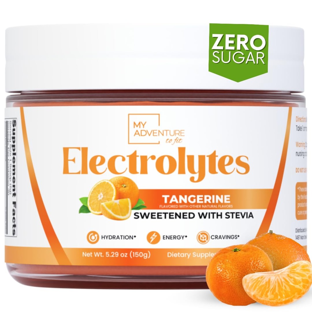 Zero Sugar - Tangerine Elektroliti v prahu - osvežilna Hidracija - Kofein brez energije z vsemi naravnimi sestavinami - Vegan, Keto & Paleo - Brez sladkorja Elektroliti Hidracijska pijača Mešanica - 30 Strežnikov