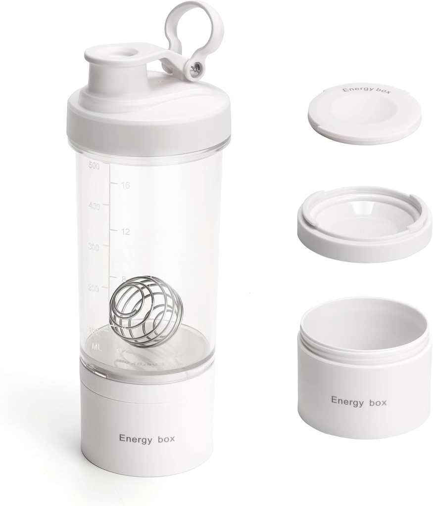 Blender Protein Shaker Tritan Steklenica s tabletami / Powder shranjevanje Container za Beljakovine Shakes-pred vadbo steklenica-Mixer Cup-Gym Sport Voda steklenica z žico Whisk kroglice bela