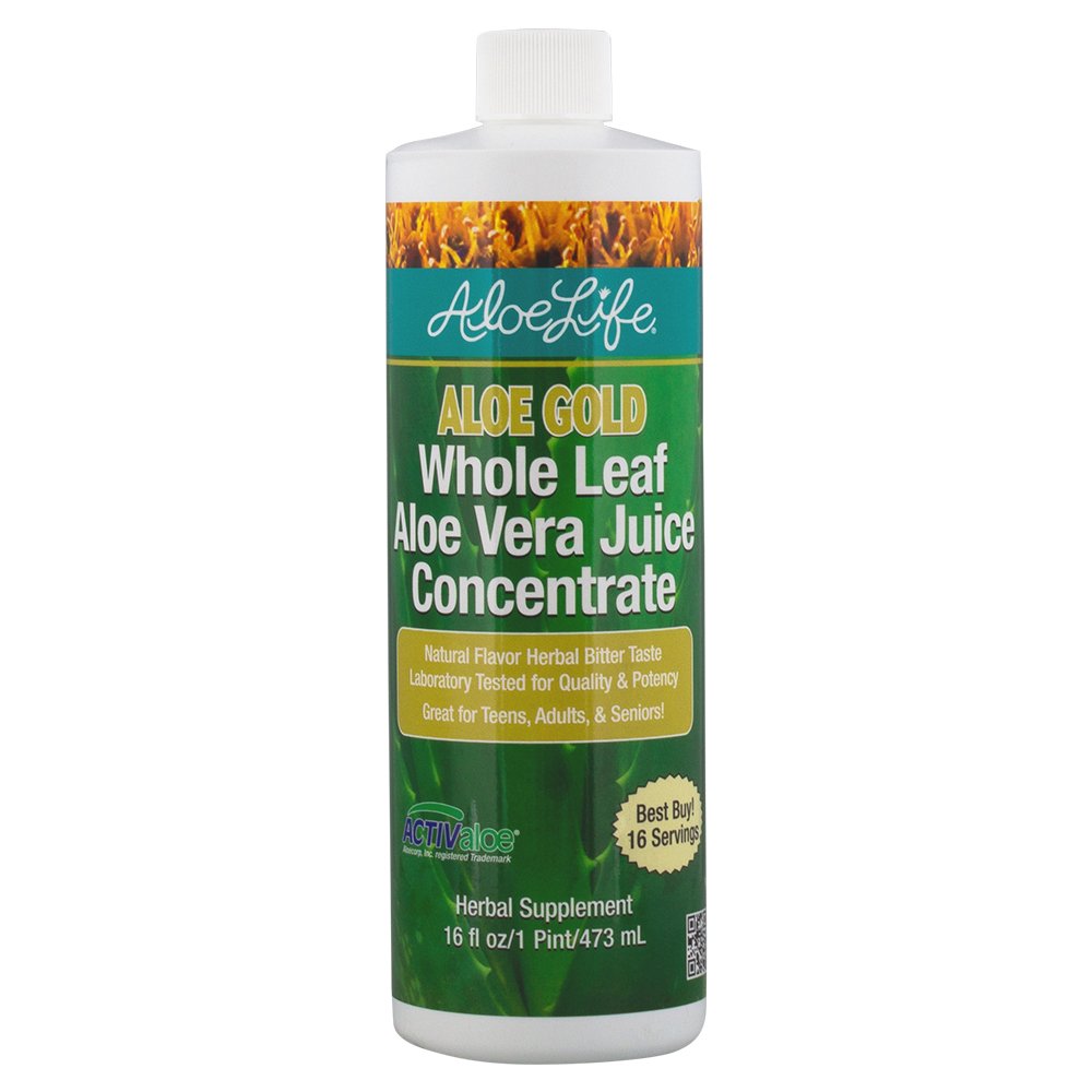 Aloe Life - Cel Leaf Aloe Vera Juice, Certified Organic, Gluten-free (Aloe Gold, 16 oz)