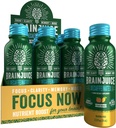 BrainJuice brez kofeina Podpora za možgane Shot, Gluten brezplačno Dopolnilo Shots za energijo in fokus, Zdrave pijače z Alpha GPC, Vitamin B & Brez kofeina listov zelenega čaja, Peach Mango, 2,5 fl oz, 12 Pack