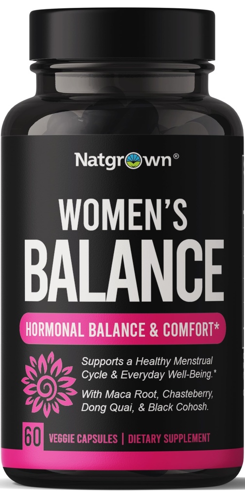 Natgroed Hormone Balance za ženske PMS & Menopause dodatek za plodnost Hormonal & Menstrual podpora, pomaga Relief Hot Flashes - Maca Root, Vitex, Dong Quai & Black Cohosh Complex - Veganske kapsule