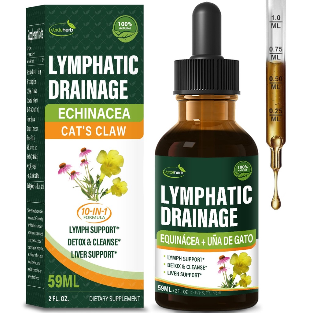 Cleavers Limfatic Drainage kapljice izboljšati limfni sistem Detox čiščenje, Echinacea, Mlečni osat, Mačke Claw, Kurkurja, Dandelion, Burdock Imune Support dodatek. 2oz
