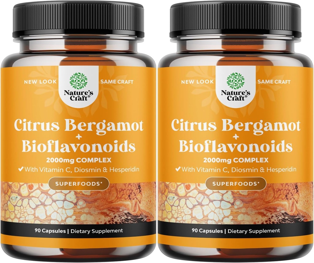 Citrus Bergamot dodatek s Citrus Bioflavonoidi - Ultimate Citrus Bioflavonoidi Dodatek s Citrus Bergamot Extract 1000mg Rutin in Hesperidin za imuniteto in zdravje srca podporo (2 meseca)