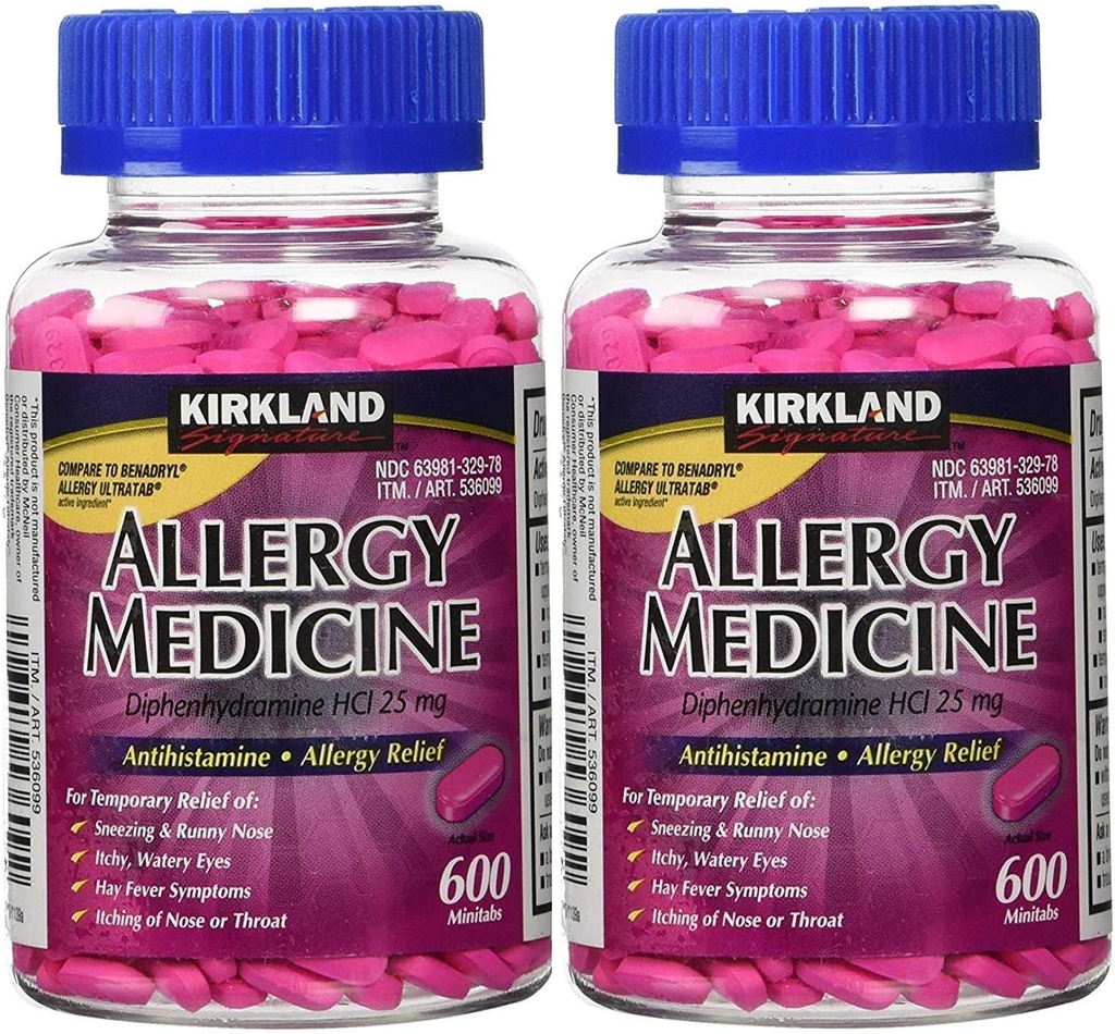 Kirkland signature alergija Medicina Difenhidramin HCI 25 mg - 600 Minitabov - 2 pakiranji