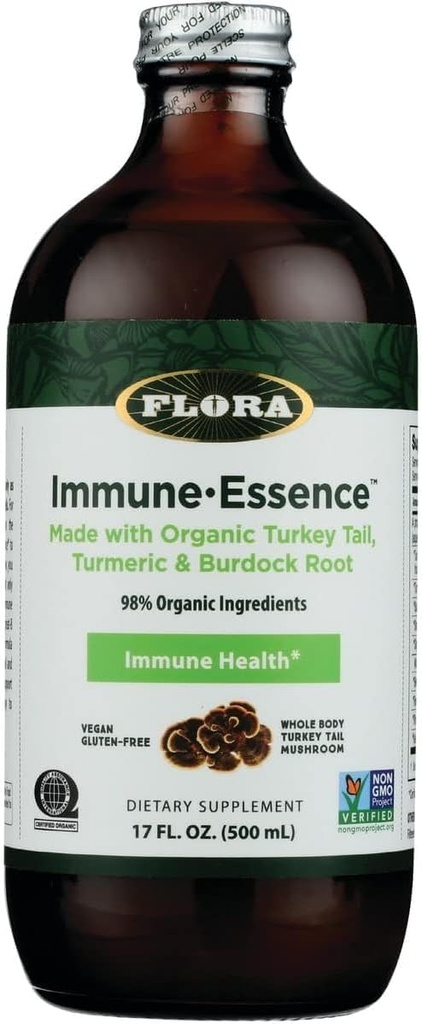 Flora Health Flor-Essence with Turkey Tail & Turmeric, Bogata s polisaharidi, 35+ Fenolne spojine z antioksidanti in imuniteto podporo, 17-fl. oz. Steklenica