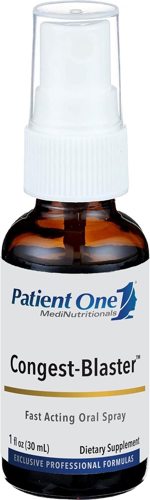 Patient One Congest-Blaster | Oral Spray Supplement for Fast-Acting Sinus and Nasal Support* | with Echinacea, Garlic, Elderberry and More | 1 fl oz