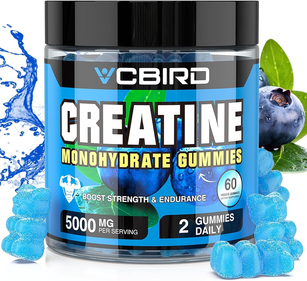 Kreatin monohidrat 5g na postrežbo, brez sladkorja Kreatin dopolnila Podpora za moč, zmogljivost, energijo, regeneracijo, Gluten-free Kreatin za ženske in moške (60 Gummies)