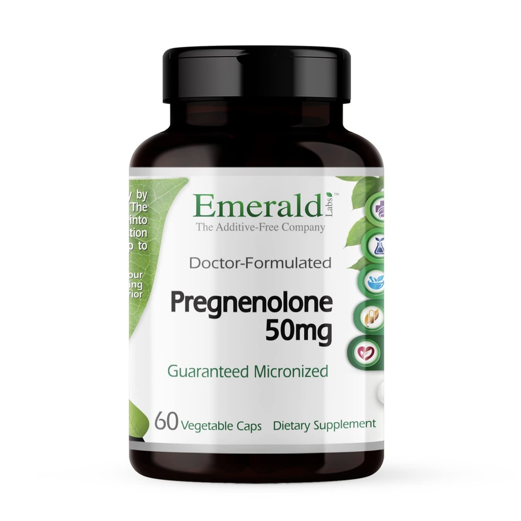 EMERALD LABS Pregnenolone 50mg - Premium Wellness dodatek za pomoč zdravje možganov, imunske podpore in hormonsko ravnovesje - Gluten-free - 60 Zelenjavne kapsule (30-dnevna oskrba)