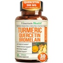 Quercetin z Bromelain kurkumin dopolnilo – Alergija Relief, Joint & Imunska podpora – Organski Kurkuma dodatek s črno papriko (Bioperine) – 60 Quercetin 500mg kapsule