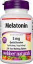 Webber Naturals Melatonin 3 mg, Easy Dissolve, 250 tablet, 100% brez drog pomoč za spanje za odrasle, Gluten brezplačno, ne-GMO, primerno za vegetarijance