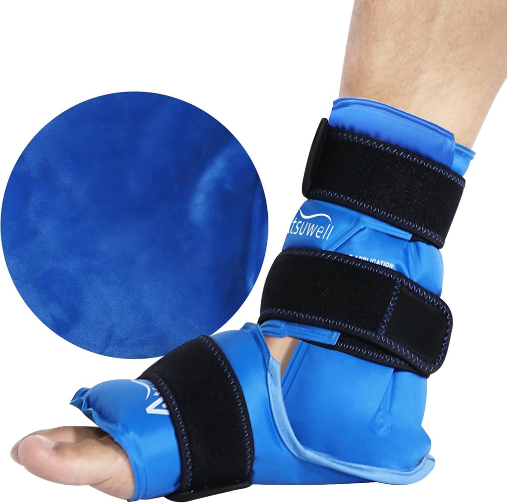 Atsuwell Ankle Ice Pack Ovitek, Reavable Ice Pack za Angle, Velika Gel Cold Pack Stopalo za hladno stiskanje, Fleksibilna Heel Gel Pack za moške, Sprostitev