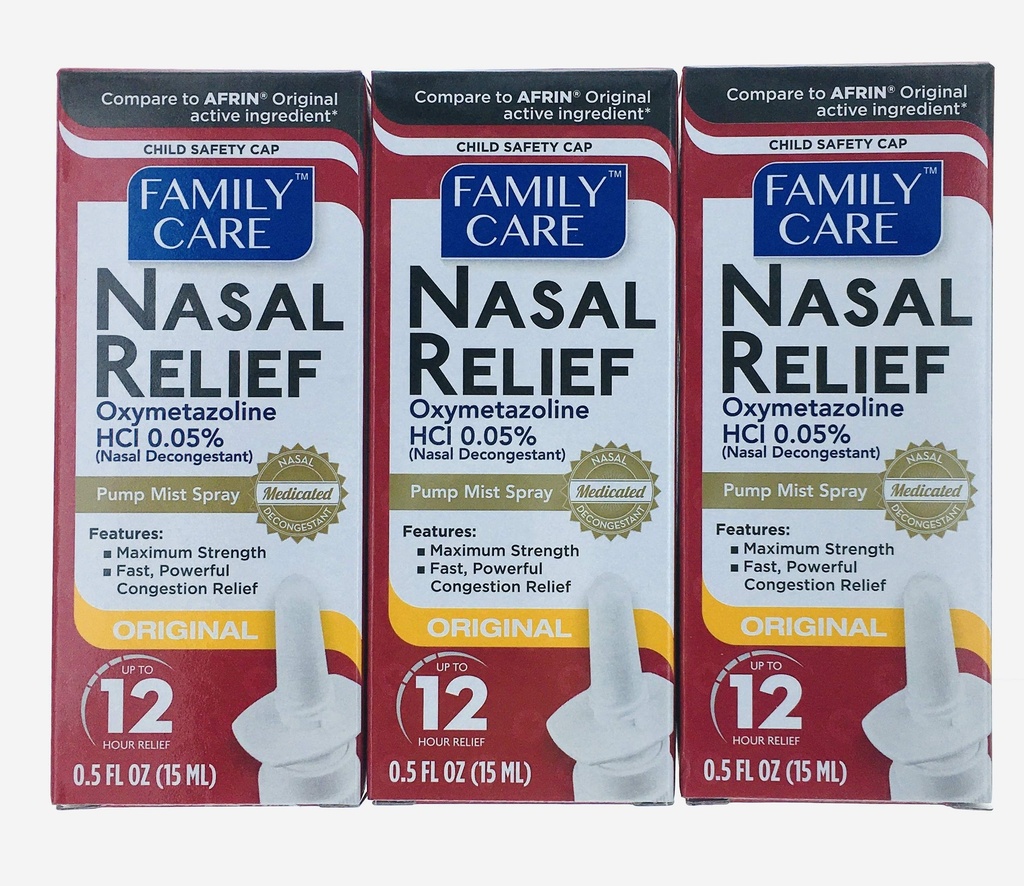 Family Care Nasal Relief Pump Mist Spray .5OZ [ Pakiranje 3 ]