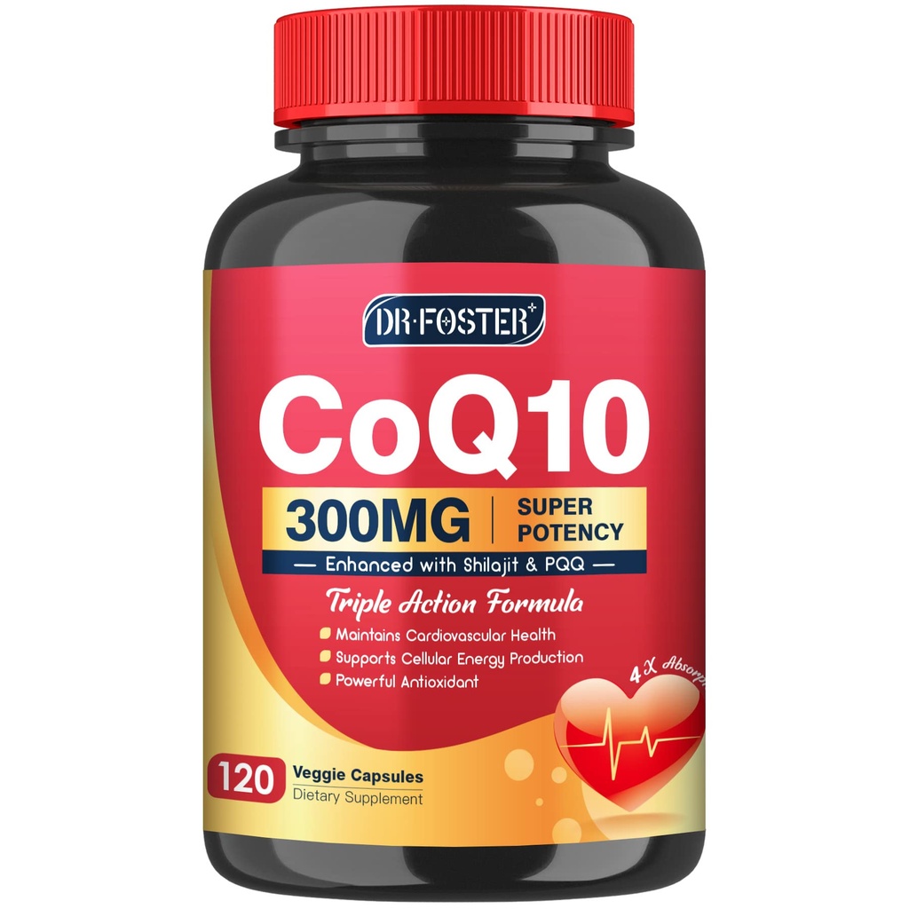 CoQ10 300mg s PQQ & Shilajit - močan antioksidant za zdravje srca in možganov in proizvodnjo energije - visoka absorpcija z Bioperinom Koencim Q10 dopolnila - 120 kapsul