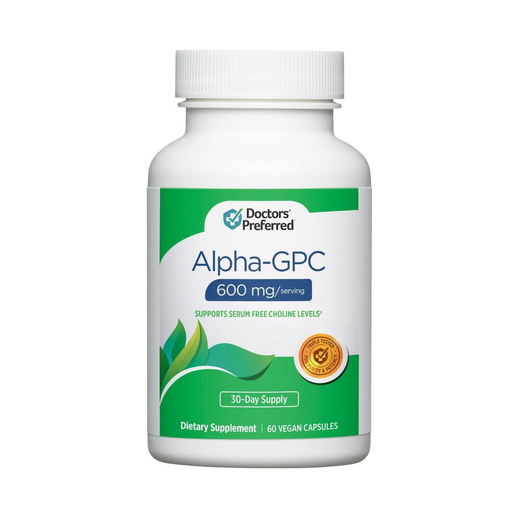 DOCTORS' PREFEREND Alpha GPC dodatek - Premium Formula. 600 MG/Serving, 60 veganskih kapsul, 30-dnevna zaloga