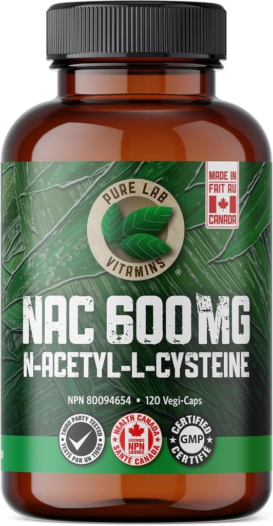 Čisti Lab Vitamini NAC (N-acetil-Cystein) 600 mg - 120 kapsul Izdelano v Kanadi
