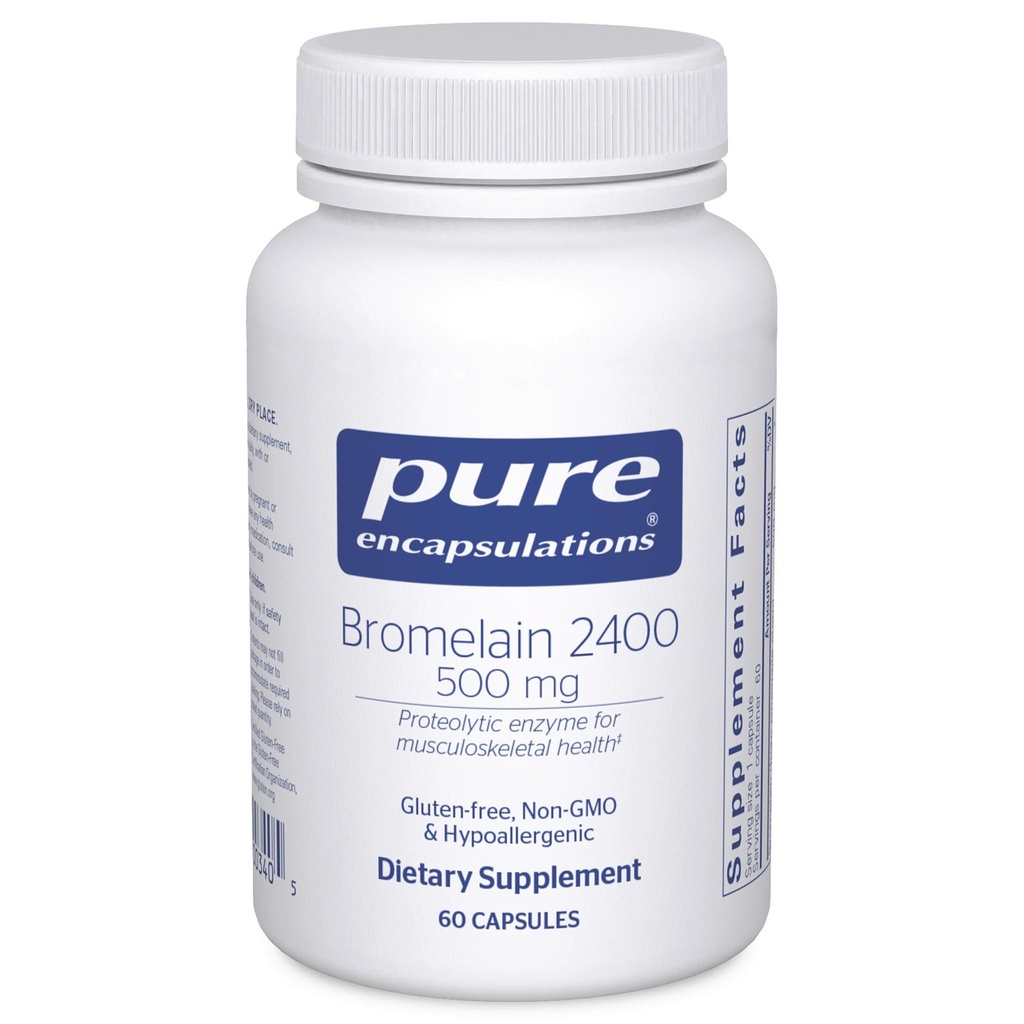 Čiste enkapsulacije Bromelain 2400 500 mg - za digestivno podporo in mišično- skeletno zdravje - podpira sklepe in okrevanje mišic* - proteolitični encimi - Vegan - 60 kapsul