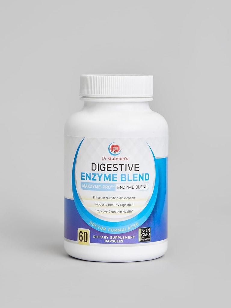 Dr. Gutmanova digestivna encima & probiotic Symbiotic, 60 Veggie Caps - Vse-naravna digestivna zdravstvena podpora z Bromelain, Papain, Lipase, Lactase & Galactozidaze, za izboljšano absorpcijo hranil