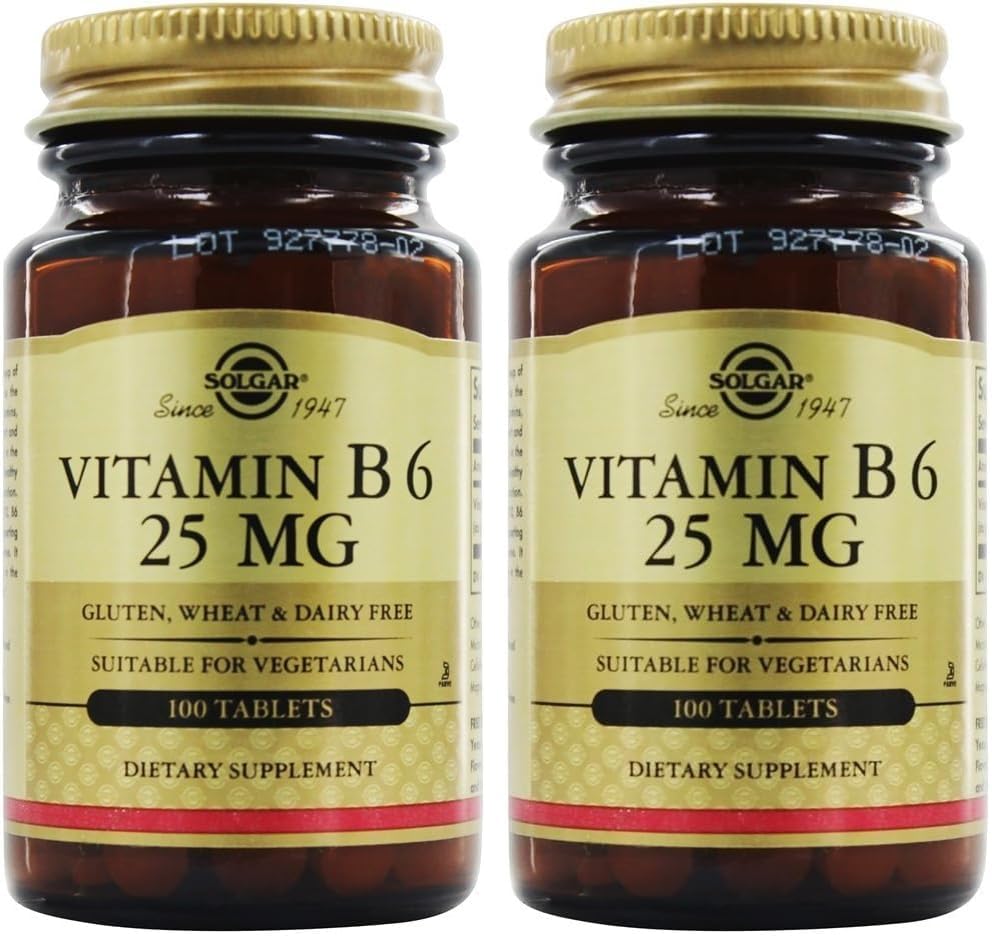 SOLGAR Vitamin B6 25 Mg, 100 tablet, 100 Število (Pack 24)