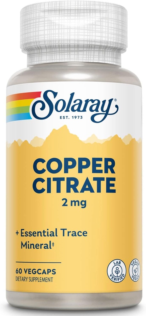 Solaray Biocitrate Copper Supplement, 2mg   60 Count