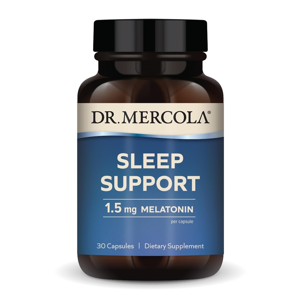 Dr. Mercola Sleep Support with Melatonin, 1.5mg Melatonin Per Serving, 30 Serving (30 kapsul), Prehranska dopolnila, Podpira zdravo spanje in duševno fokus, Ne-GMO