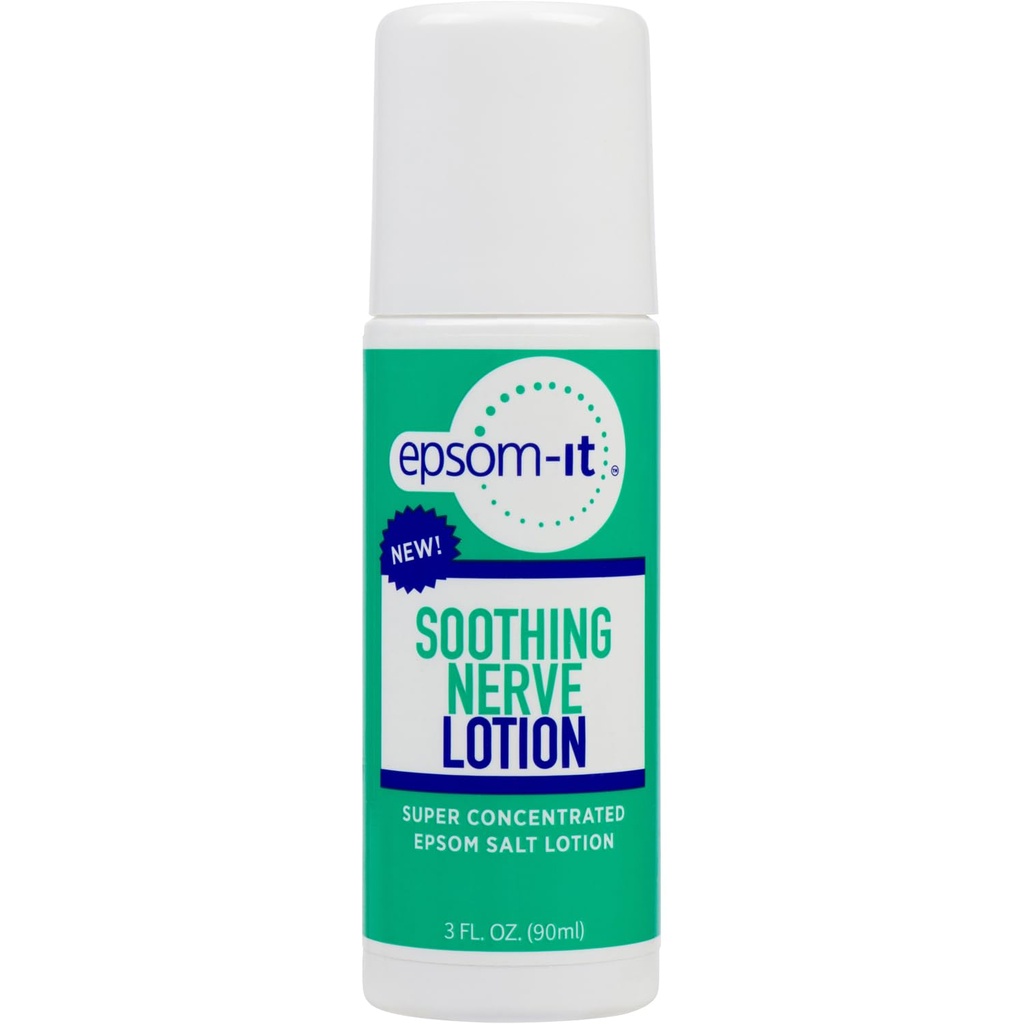 Epsom-It Pomirja živčno losijon - Roll On Epsom Salt Magnezijev losijon, Topical Magnezijev krema s Capsaicin & Arnica za utrujene mišice in spanje, 3oz