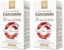 Solgar Full Spectrum Curcumin Brain Works, 90 Licaps - Podpora spomin Recoll, Focus, Kognitivne funkcije - Antioksidant Podpora - Curcumin, BacoMind, Choline, Vitamin B12 - Ne-GMO, Vegan - (Pack of 2)