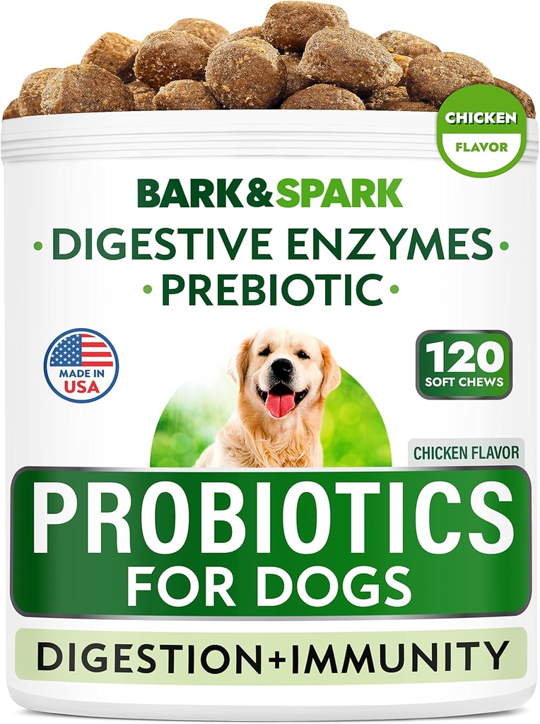 Pasji probiotični žveči - plin, diareja, alergije - encimi + prebiotiki - žvečljiva fiber - digestija, imuniteta - ZDA Made