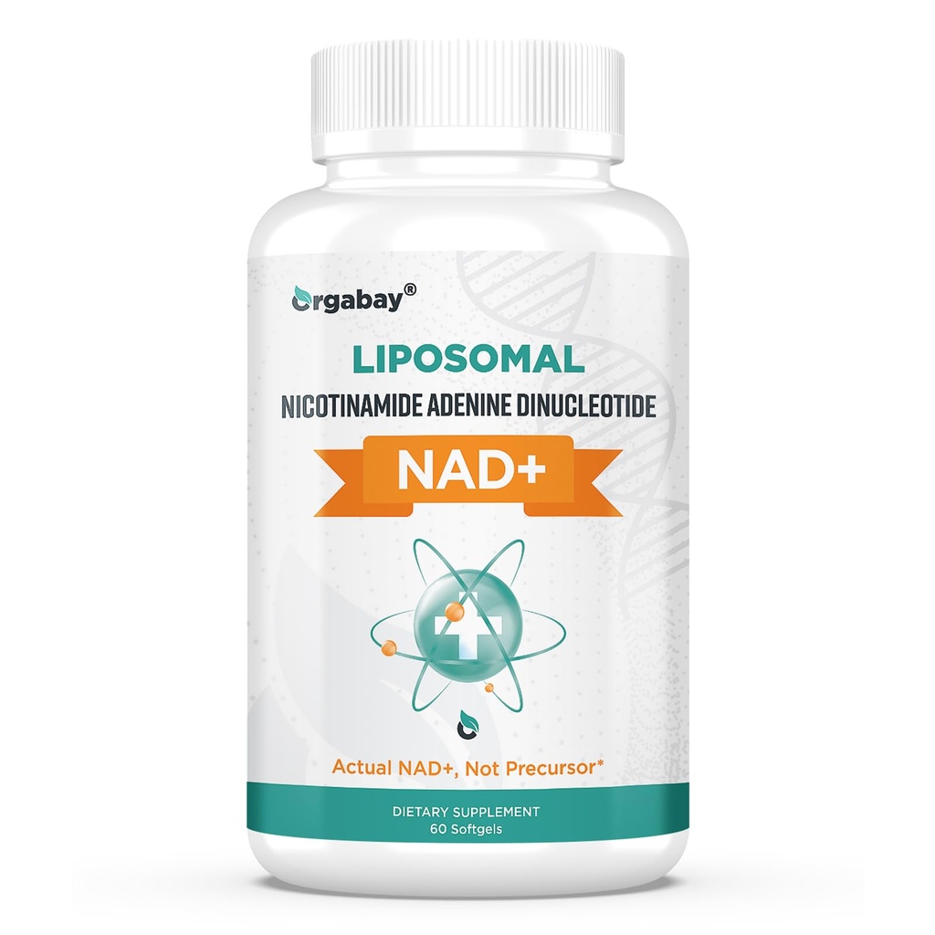 Orgabay Liposomal NAD+ Dodatek 500 mg, visoka absorpcija, povečanje NAD+ s TMG 250 mg, Dejanska NAD Plus bolj učinkovito kot nikotinamid ribozid, podpora celična energija, zdravo staranje 