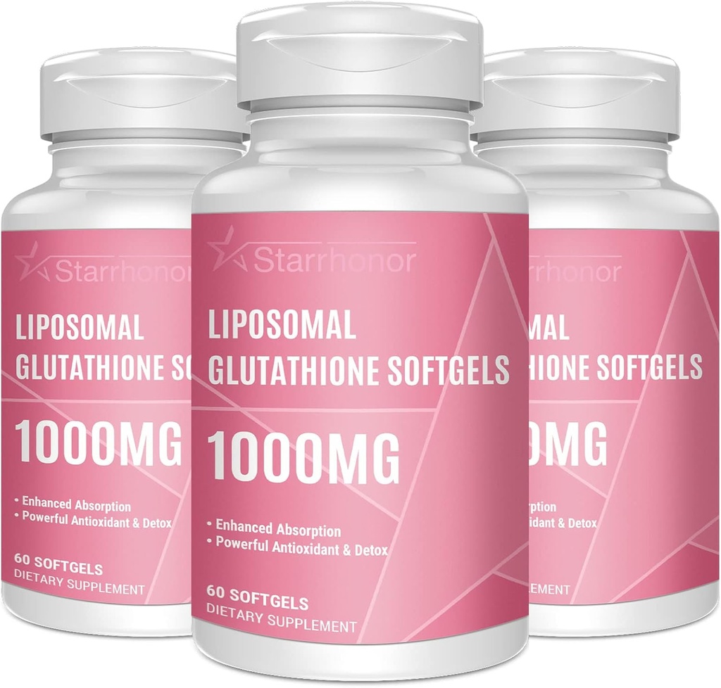 Liposomski glutation Softgels 1500MG, Zmanjšani glutation dopolnilo z vitaminom C, boljša absorpcija, Ne-GMO močan antioksidant za zdravo staranje, Detox, Imunsko zdravje, 180 Softgels