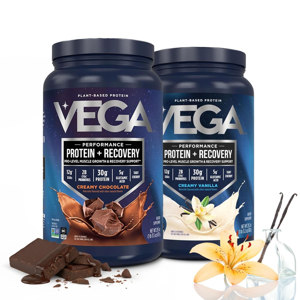 Vega Sport Premium Protein Powder Bundle, Čokolada + Vanilla, Rastlinski Protein Powder Post Workout - Certified Vegan, Vegetarian, Keto-prijateljski, Gluten Brez mleka, BCAA Aminokisline