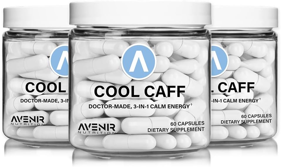 Avenir Nutrition Cool Caff Energy Supplements, L Theanine and Caffeine - Energy Boost and Focus - Pred treningom za ženske in moške, Coffee Alternative 60 Kapsule (3)