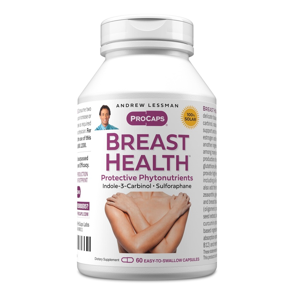 ANDREW LESSMAN Breast Health 60 Capsules - Provides Protective Compounds for Natural Support of The Delicate Tissue of The Breast, with Indole-3-Carbinol, Sulforaphane, Green Tea Extract, and More
