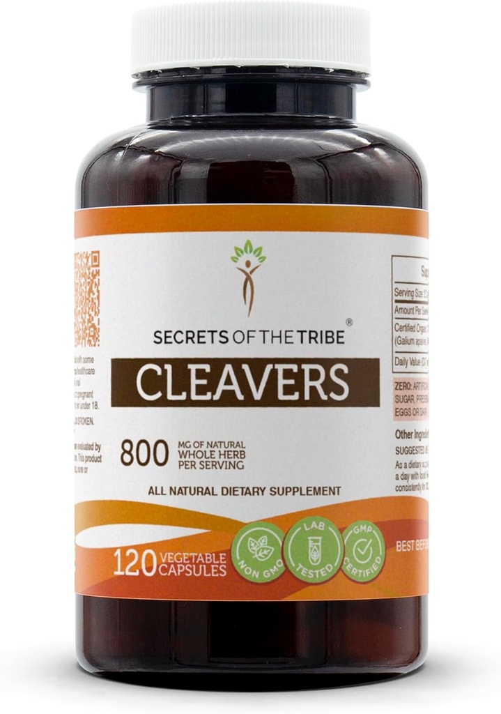 Skrivnosti kapsul Tribe Cleavers 120, 800 mg, Cleavers (galijev aparin) Posušeno zelišče (120 kapsul)