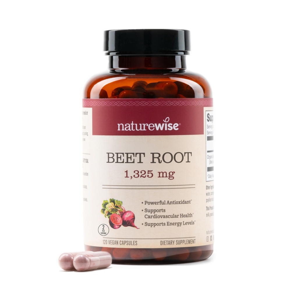 NatureWise korenske kapsule sladkorne pese 1325mg z organsko peso - ojačevalec dušikovega oksida za cirkulacijo in podporo za zdravje srca - Vegan, brez glutena, ne-GMO - 120 kapsul[60-dnevna zaloga]