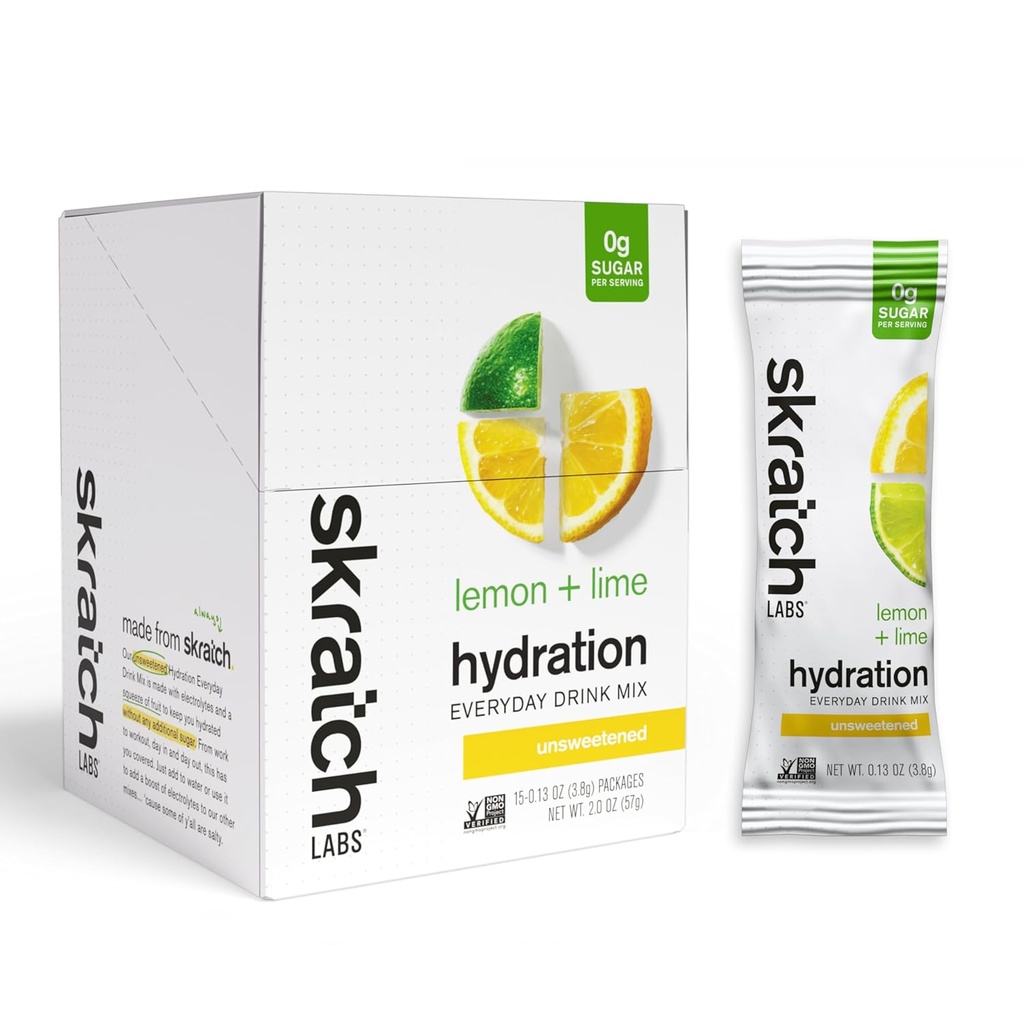 Škratni laboratoriji Nesladkani Electrolyte Powder Packets - Vsak dan Hidracija - Športna pijača Mix - Brez sladkorja - Elektroliti Booster- Lemon + Lime - 15 Serving - Keto, Paleo, Vegan, Non-GMO