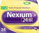 Nexium 24HR acid Reducer zgaga Relief kapsule za vse dni in vse noči Zaščita pred pogosto zgago, zgaga Medicine z esomeprazol magnezij - 28 Število