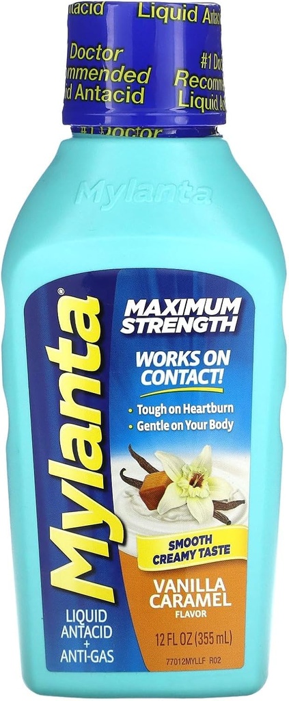 Mylanta Antacid in plin Relief, največja jakost Formula, Vanilla Caramel Flavor, 12 Fluid Ounce