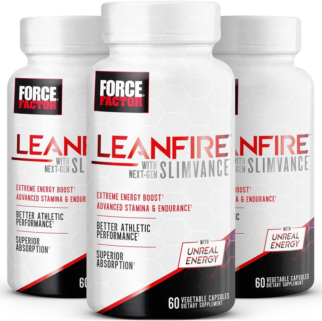 Sila Factor LeanFire z Next-Gen SLIMVANCE, Napredne energijske tablete z B vitamini in kofeina za povečanje presnove, povečanje fokusa in izboljšanje vadbe in sposobnosti zmogljivosti, 60 število (Pack 3)