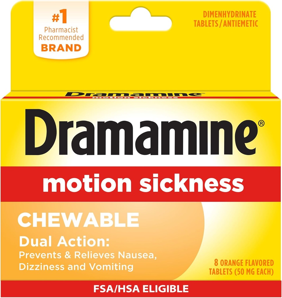 Drammin žvečljiv, olajševalna bolezen, oranžna aroma, 8 štev.