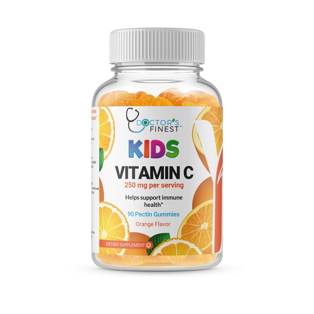 Zdravniki Finest Vitamin C Gumies za otroke – Vegan, brez GSO in gluten – Velika degustacija pomarančne arome pektin žveči – otroci prehranska dopolnila – 250mg vitamina C – 90 Jeleni [45 Odmerki]