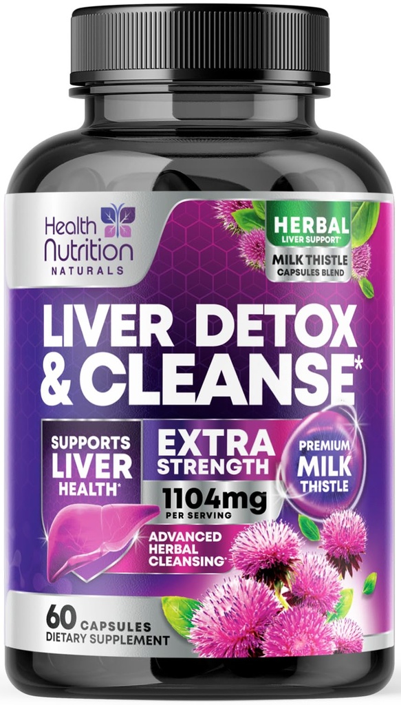 Nežna jetrna čistila Detox & Popravila Formula - Napredno Jetrna podpora dodatek s Silymarin Mlečni Thistle, Dandelion Root, Artichoke Extract, Kurkuma, Choline, & Pesetroot - 60 Veggie kapsule