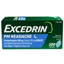 Excedrin PM za lajšanje glavobola, acetataminofen 250mg, aspirin 250mg, difenhidramin Citrat 38mg, bolečina Reliever, nočno spanje-Aid, 100 število